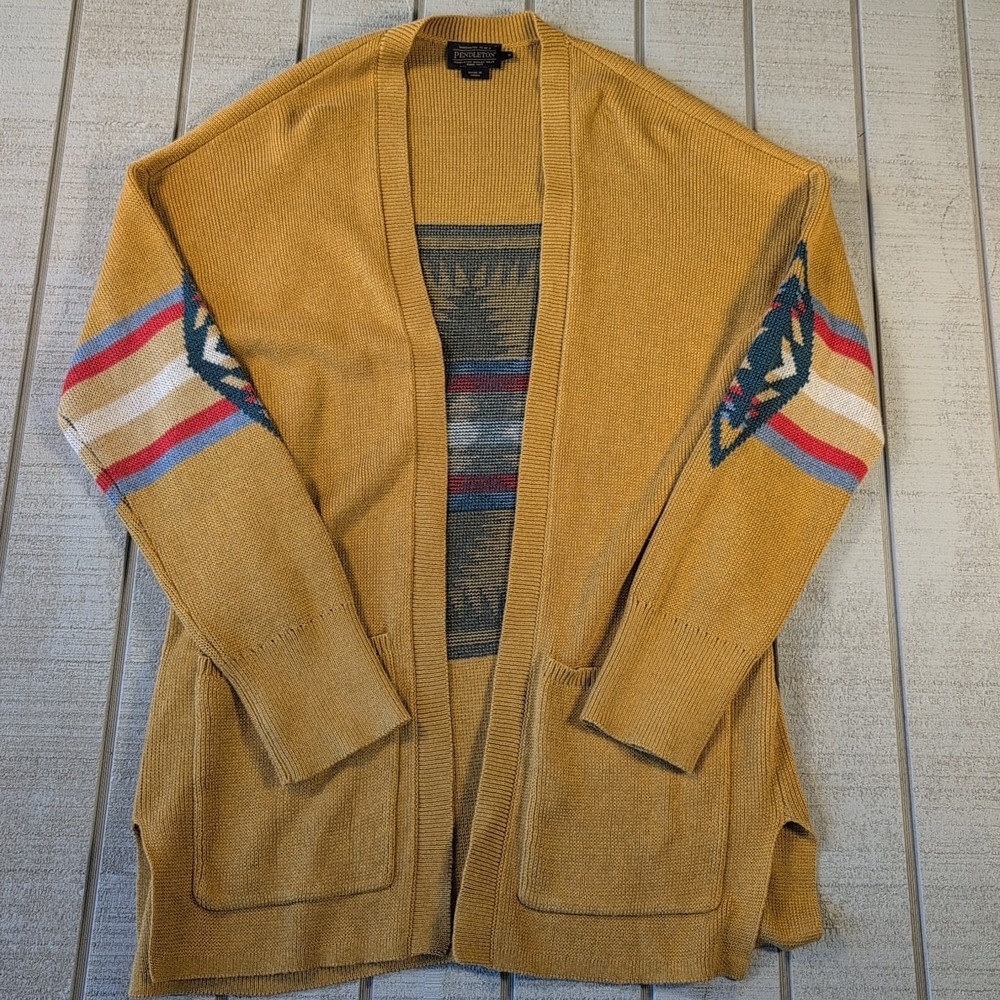 Pendleton Chief Aztec Cardigan‎ Jacket Mens S Southwest Tribal Cotton Open Front - Picture 4 of 10